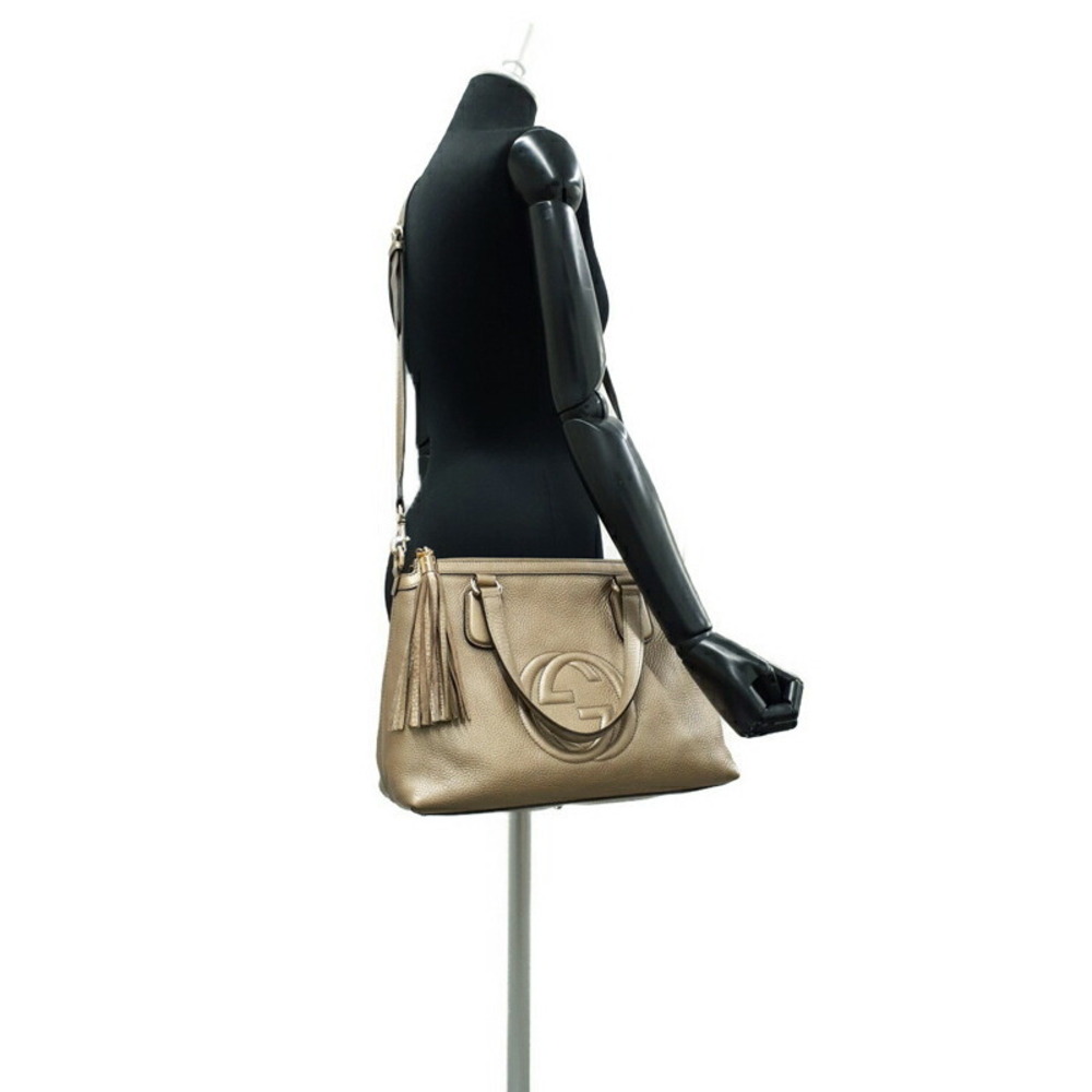 Gucci grained leather handle top Soho shoulder 2way bag tote bag - Picture 9 of 9